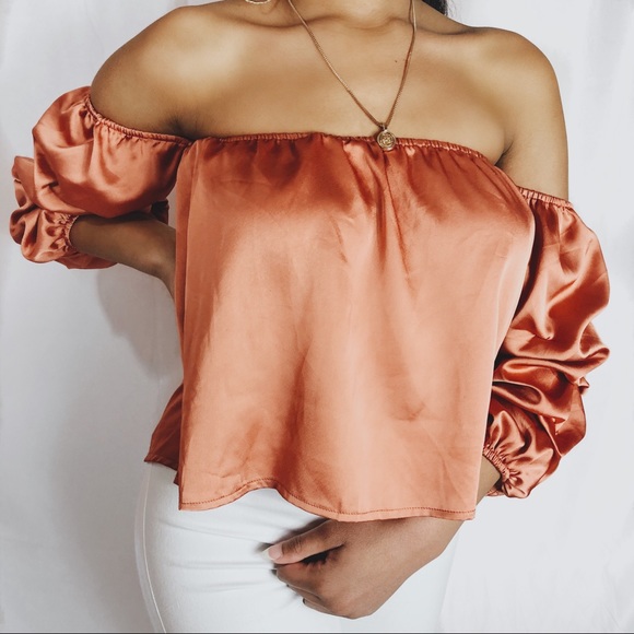 Tops - Satin Off The Shoulder Top